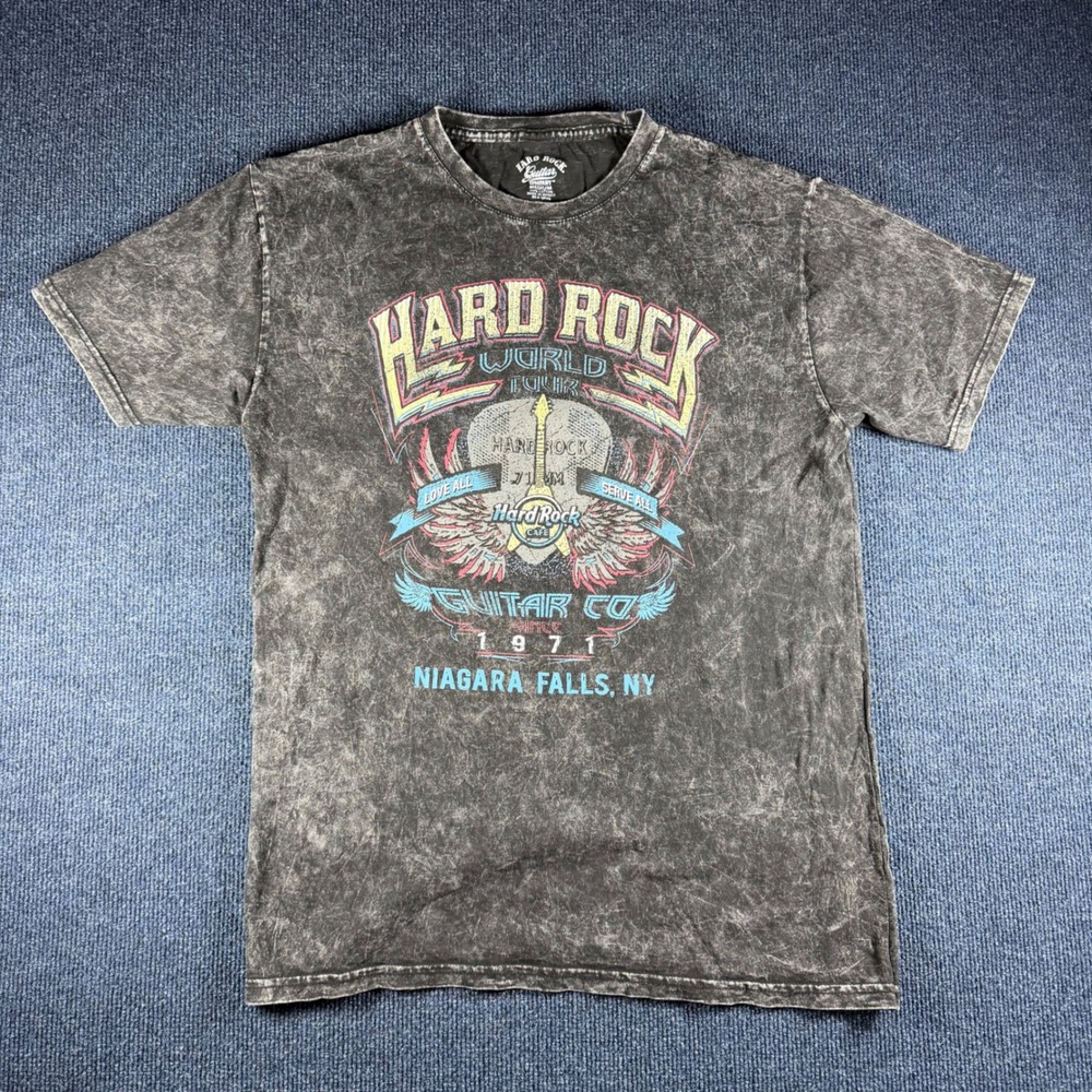 Hard Rock Guitar Co Niagara Falls Acid Wash World Tour Tee Mens M